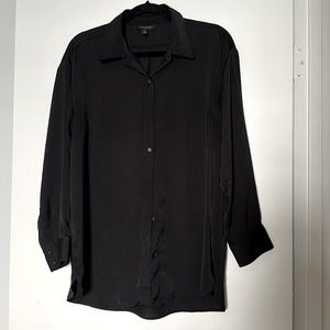 Black Crepe/Silk Style Oversized Shirt